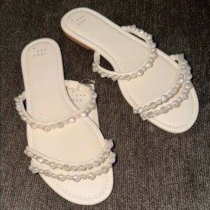 A New Day White Sandals with Pearl Accents